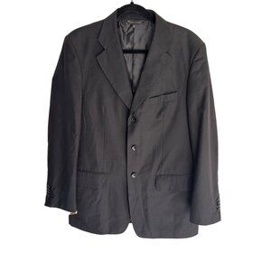 Mens Black Cotton Polished Polyester Suit Jacket Blazern by Designed in Rome Bra